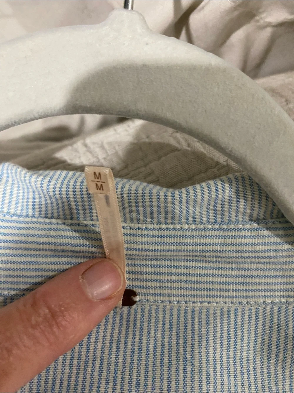 Free People Light Blue and White Striped Button-Up. NWT